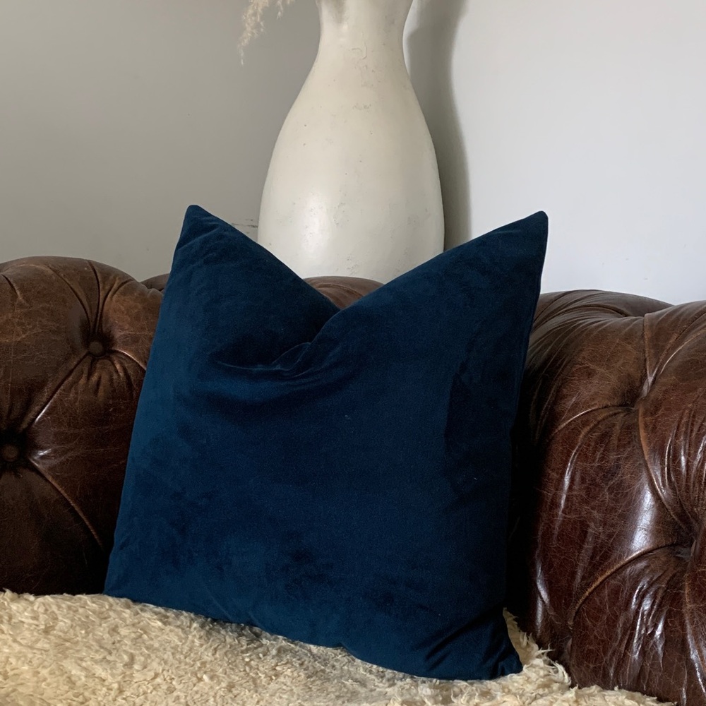 Hobby lobby navy blue velvet pillow with down insert accent pillow luxury